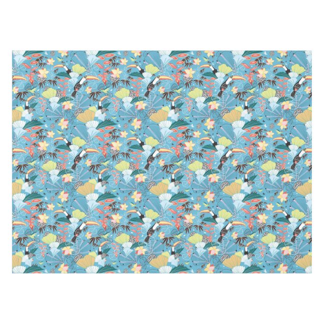 Nappe Texture tropicale avec des toucans et des colibris (Devant (Horizontal))