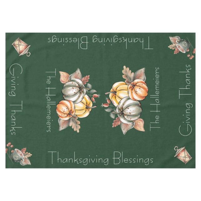 Nappe Thanksgiving Bénédictions Personnalisées (Devant (Horizontal))