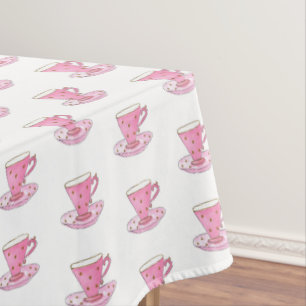 Nappe Théière rose Motif girly aquarelle peinte à la mai