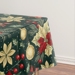 Nappe Thème de Noël festif Poinsettia Motif