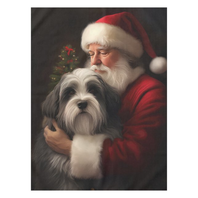 Nappe Tibetan Terrier Père Noël Festif Noël  (Devant)