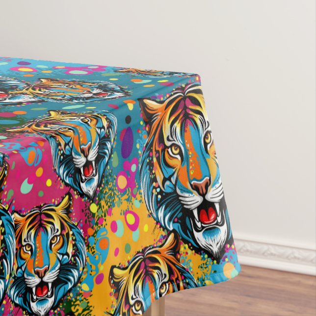 Nappe Tiger Head Rainbow colors paint stains (In Situ)