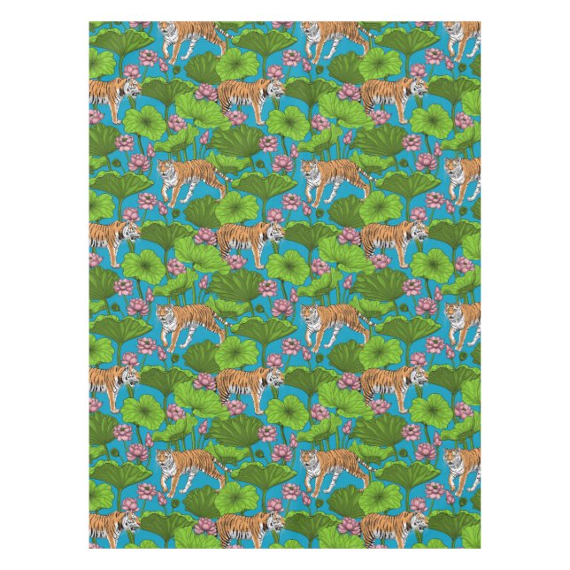Nappe Tigres dans l'étang rose lotus (Devant)