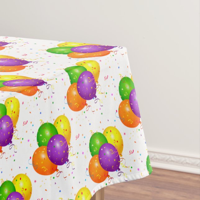 Nappe Tissu de table d'anniversaire avec ballons et conf (In Situ)