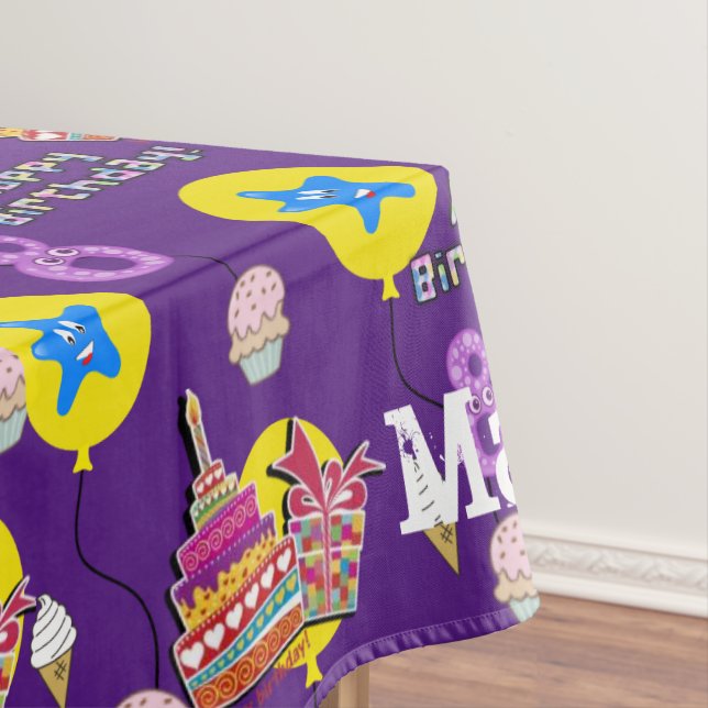 Nappe Tissu de table, Joyeux 8e anniversaire, #8 violet (In Situ)