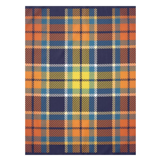 Nappe Tissu de table Marine Bleu Orange Plaid (Devant)