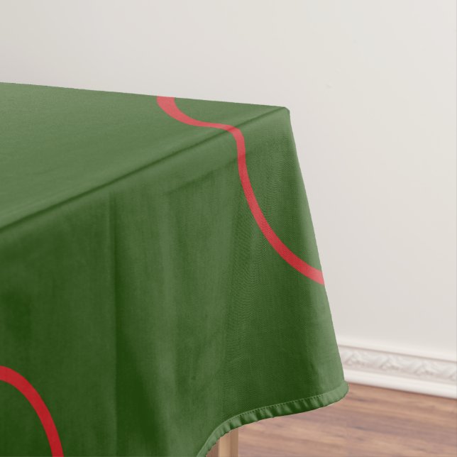 Nappe Tissu de table verte avec cercles rouges (In Situ)