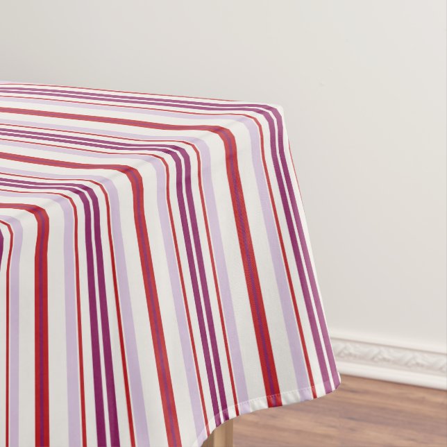 Nappe Tissu rayé rouge et violet chic moderne (In Situ)