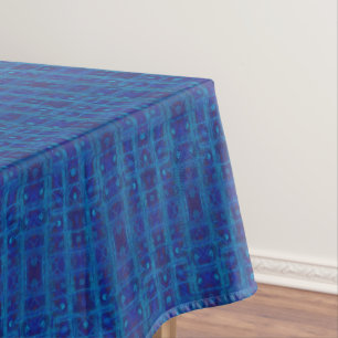Nappe Tissu saphir bleu, motif géométrique transparent
