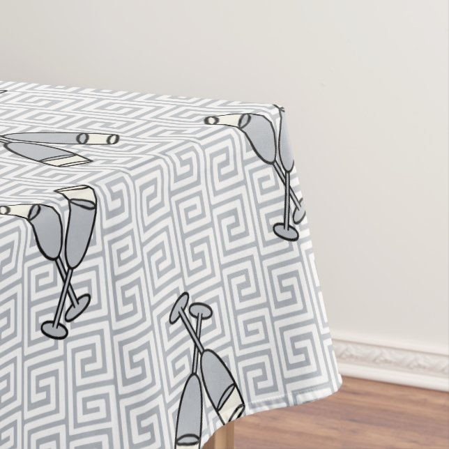 Nappe Toast de célébration à clé grecque - Argent et Bla (In Situ)
