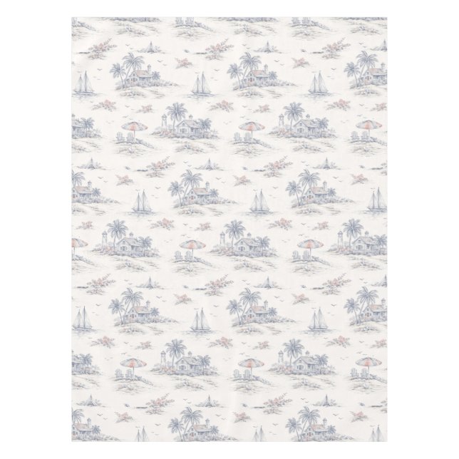 Nappe Toile de Jouy Bleue Côtière (Devant)