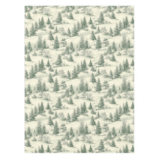 Nappe Toile verte et crème classique Noël français