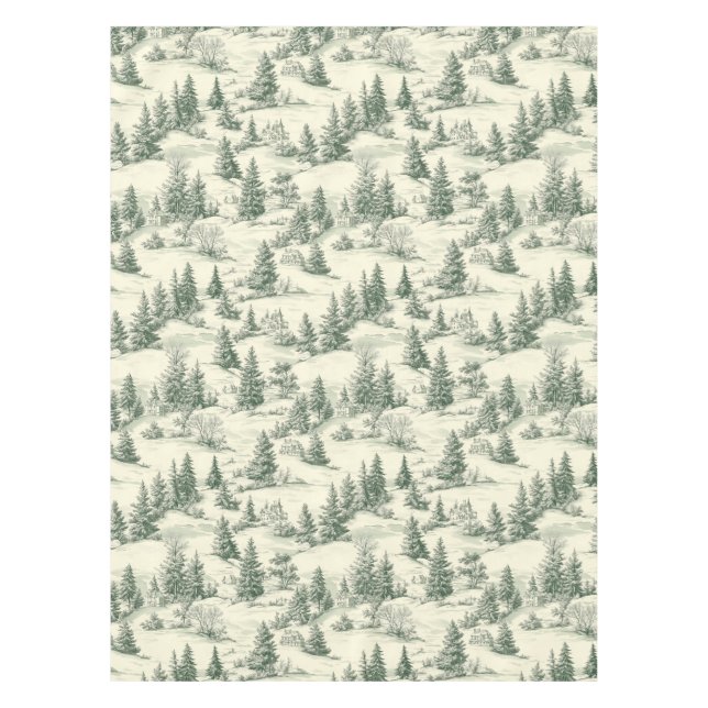 Nappe Toile verte et crème classique Noël français (Devant)