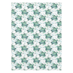 Nappe tortue de mer aquarelle verte motif bleu animal