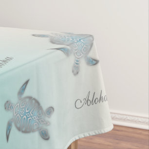 Nappe Tortues de mer turquoise en argent Aloha Côtier