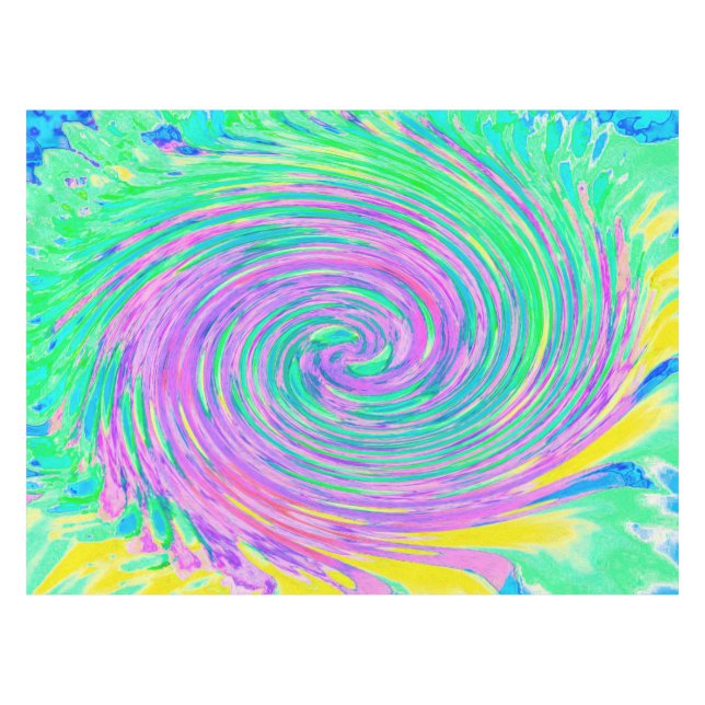 Nappe Tourbillon Abstrait Bleu Turquoise et Violet (Devant (Horizontal))