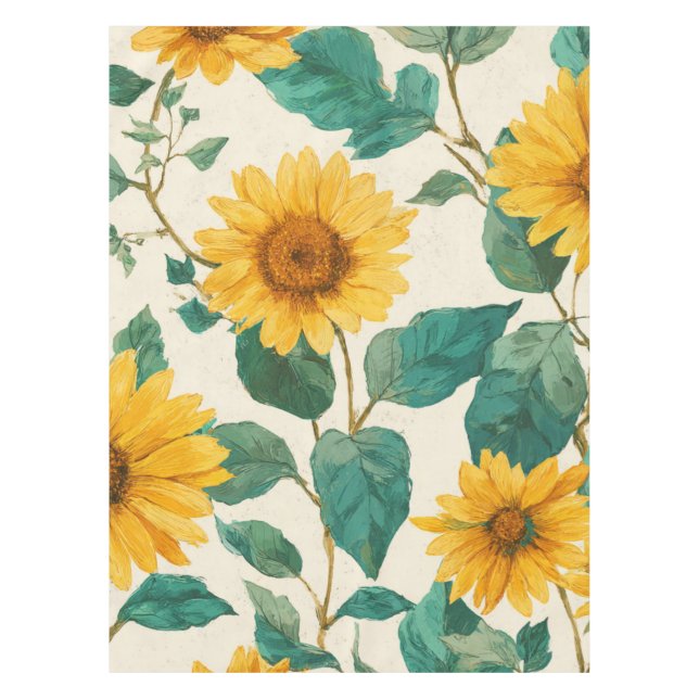 Nappe Tournesol rustique aquarelle floral maison de camp (Devant)