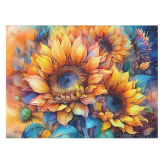 Nappe Tournesols à l'aquarelle