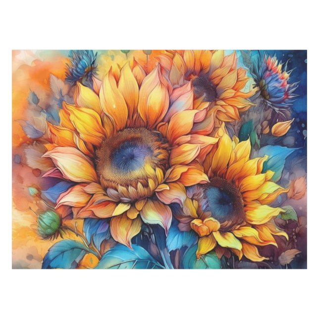 Nappe Tournesols à l'aquarelle (Devant (Horizontal))