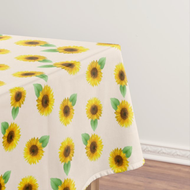 Nappe Tournesols sur fond beige clair (In Situ)