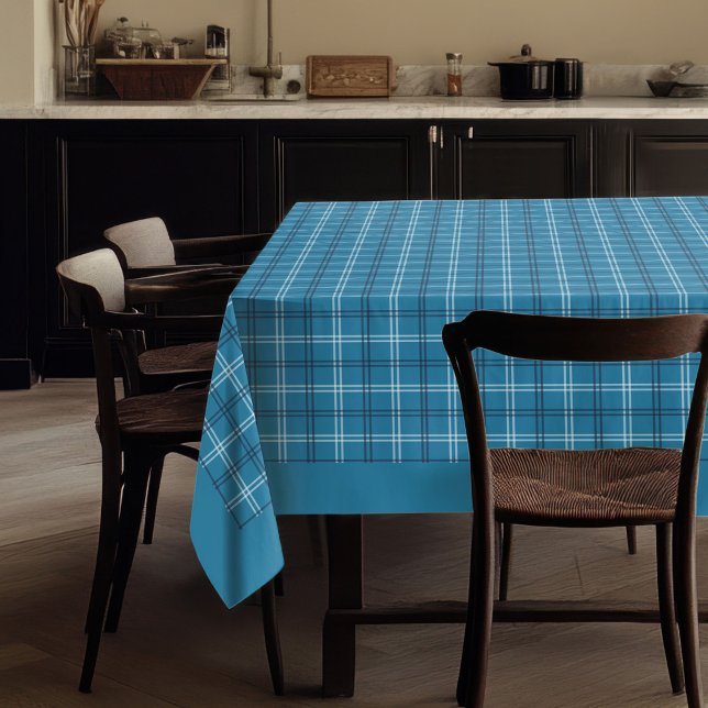 Nappe traditionnelle en Tartan Plaid en bleu marin (Traditional Tartan Plaid Tablecloth in Navy and Blue Tones)