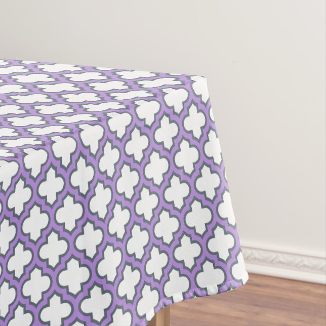 Nappe Trellis blanc et violet, treillis, Quatrefoil (In Situ)