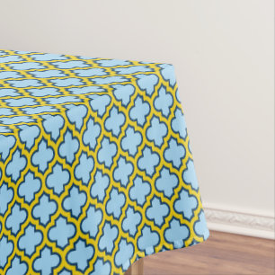 Nappe Trellis bleu et jaune, treillis, Quatrefoil