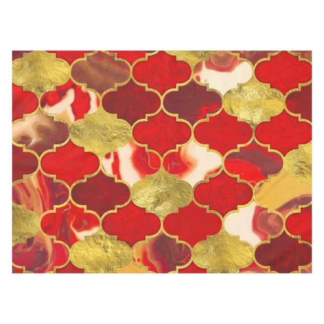 Nappe Trellis marocain rouge et or (Devant (Horizontal))