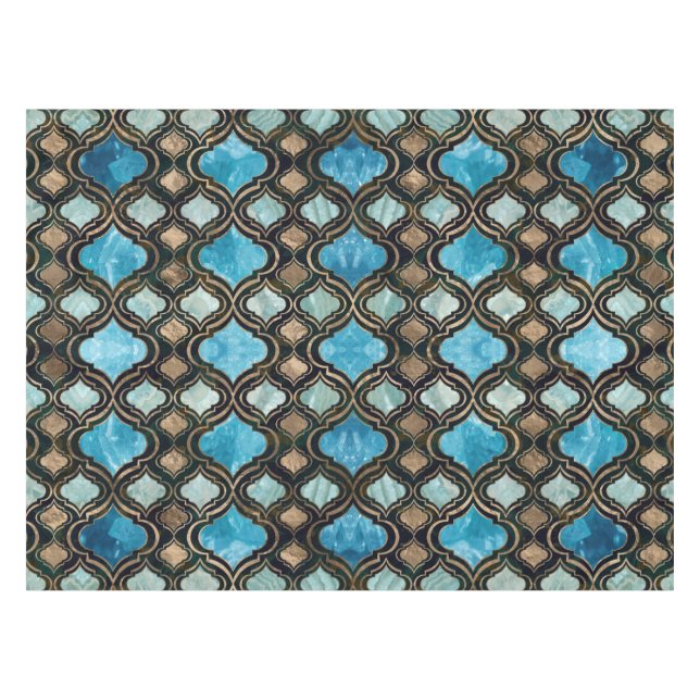 Nappe Trellis marocain Textures de cristal bleu (Devant (Horizontal))