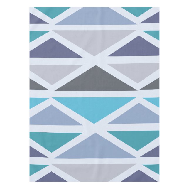 Nappe Triangles d'art géométrique rétro gris turquoise (Devant)