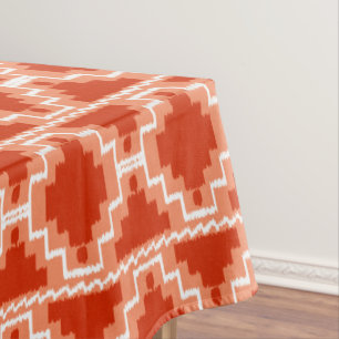 Nappe Tribal aztèque d'Ikat - rouille, orange et blanc