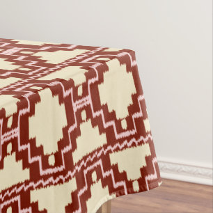 Nappe Tribal Ikat Aztec - Beige, Bourgogne et rose