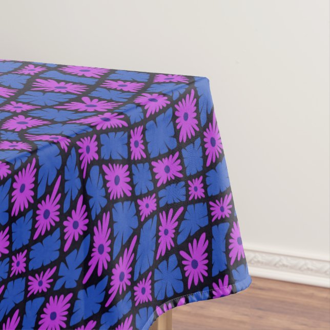 Nappe Trippy super 60s Flower Checks bleu rose (In Situ)