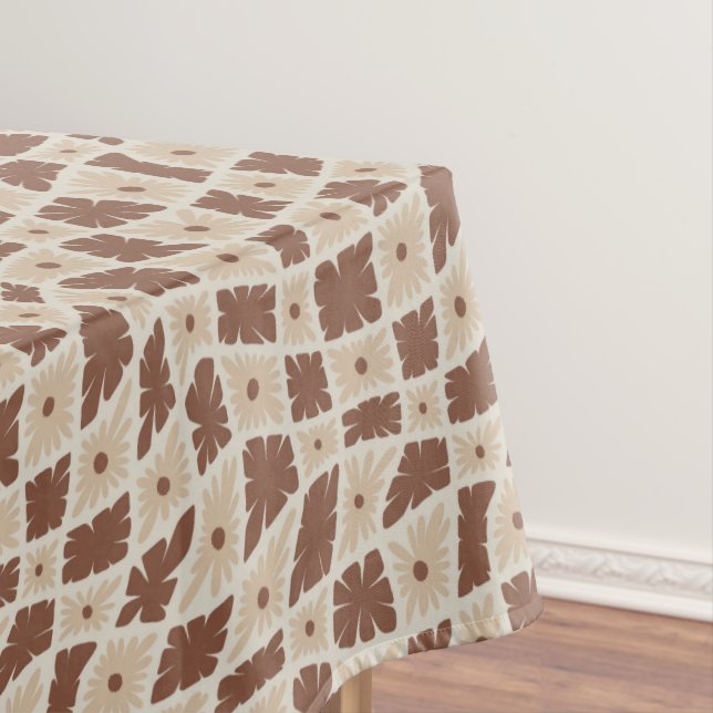 Nappe Trippy super 60s Flower Checks Neutral Brown (In Situ)