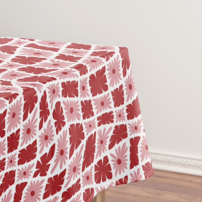 Nappe Trippy super 60s Flower Checks Rouge rose (In Situ)