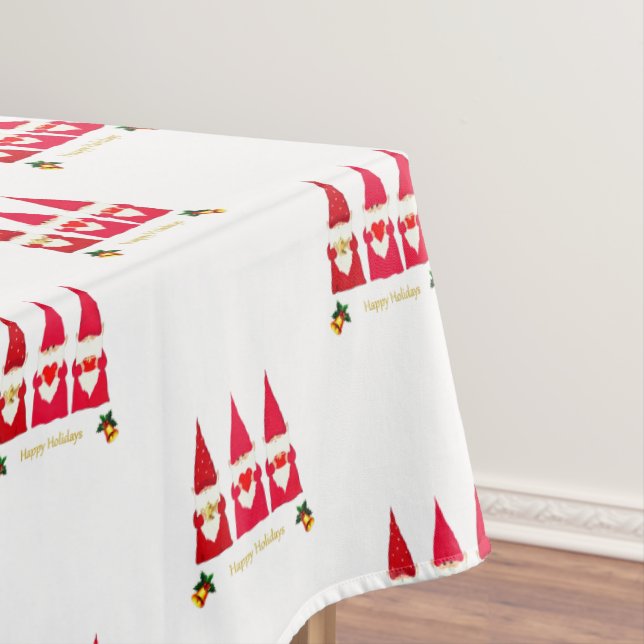 Nappe Trois gnomes de Noël sur fond blanc (In Situ)