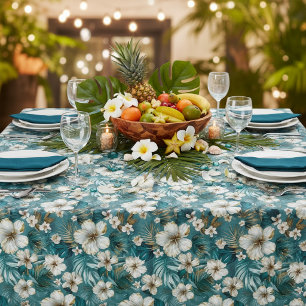 Nappe Tropical Hibiscus Floral Sarcelle