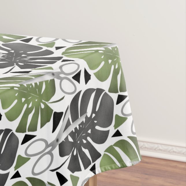 Nappe Tropical print monstera leaves scissors jungle exo (In Situ)