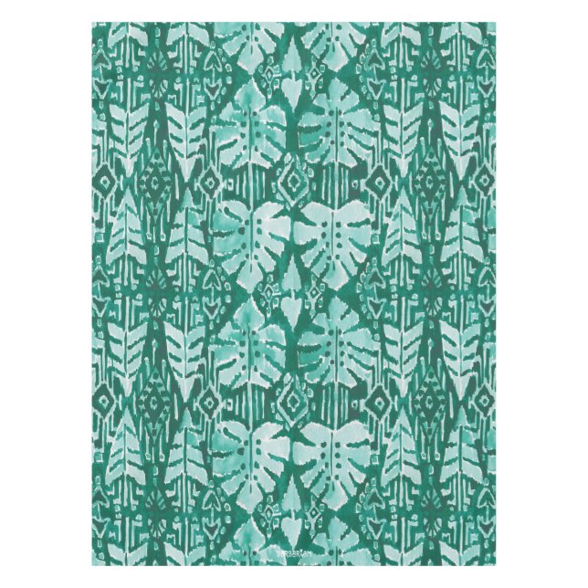 Nappe Tropical tribal vert hawaïen de la JUNGLE IKAT (Devant)