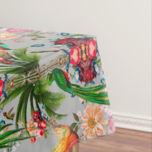 Nappe Tropical, vintage, exotique, été, oiseaux, fleur