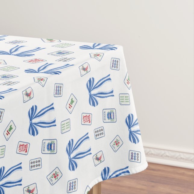 Nappe Tuiles de mahjong aquarelle et noeuds (In Situ)