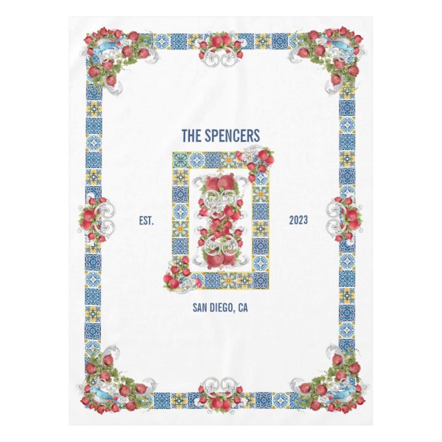 Nappe Tuiles de Majolica sicilienne sur mesure Fancy gre (Devant)