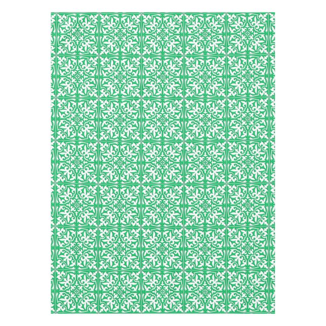 Nappe Tuiles marocaines - Jade vert et blanc (Devant)