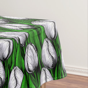 Nappe Tulières blanches avec feuilles verts