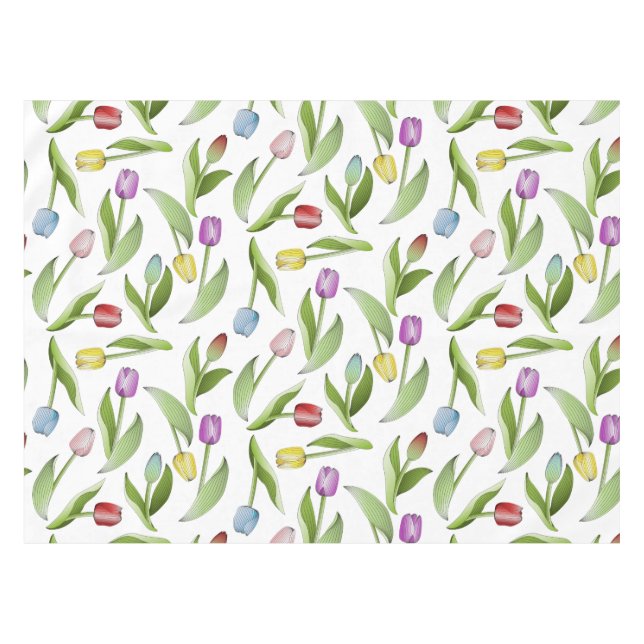 Nappe Tulipe Fleur Colorée Moderne (Devant (Horizontal))