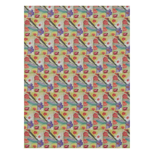 Nappe Tulipes Abstraites et fleurs de printemps (Devant)