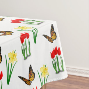 Nappe Tulipes de printemps Daffodiles et papillons Flora