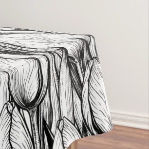 Nappe Tulipes en noir et blanc