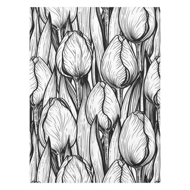 Nappe Tulipes en noir et blanc (Devant)