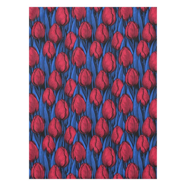 Nappe Tulipes en rouge et bleu (Devant)